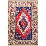 rugs modern Kırmızı Mavi Temalı Geleneksel Motif Etnik Çiçek Desenli Vintage Dekoratif Halı 2460, 80 x 200