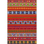 rugs modern Kırmızı Temalı Çok Renkli Motifli Etnik Figür Desenli Vintage Dekoratif Halı 4636, 120 x 120
