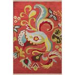 rugs modern Kırmızı Temalı Çok Renkli Soyut Etnik Çiçek Desenli Kreatif Vintage Dekoratif Halı 2811, 100 x 150