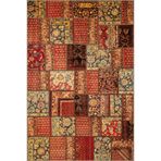 rugs modern Kırmızı Temalı Karma Motifli Patchwork Desenli Etnik Vintage Dekoratif Halı 4777, 150 x 150