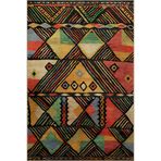 rugs modern Koyu Ton Çok Renkli Sarmal Karma Geometrik Dörtgen Şekil Desenli Modern Dekoratif Halı 2291, 80 x 200