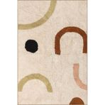 rugs modern Krem Renkli Geometrik Temalı Desenli Dokuma Taban Halı ve Yıkanabilir Halı miravip10220, 75 x 150