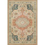 rugs modern Krem Turuncu Çerçeveli Yıldızlı Geleneksel Pofidik Yapılı Dokuma Taban Yıkanabilir Halı Miravip9121, 100 x 100