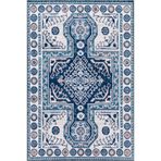 rugs modern Lacivert Bej Temalı Motifli Etnik Figür Desenli Vintage Dekoratif Halı 5009, 75 x 200