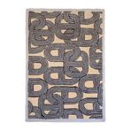 rugs modern Lacivert Bej Zincir Desenli Renkli Dokuma Taban Dekoratif Halı 1744, 120 x 200
