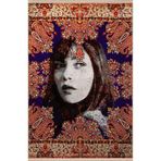 rugs modern Lacivert Kırmızı Temalı Etnik Motifli Soyut Kadın Portre Desenli Modern Dekoratif Halı 2490, 100 x 150