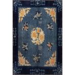 rugs modern Lacivert Temalı Motifli Etnik Çiçek Desenli Vintage Dekoratif Halı 3489, 120 x 120
