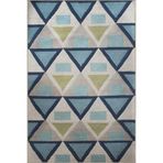 rugs modern Mavi Bej Temalı Geometrik Üçgen Şekil Desenli Modern Dekoratif Halı 2141, 120 x 180