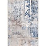 rugs modern Mavi Bej Temalı Karma Motif ve Tuğla Duvar Desenli Modern Dekoratif Halı 4928, 75 x 200