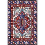 rugs modern Mavi Bordo Temalı Geleneksel Motif Desenli Vintage Dekoratif Halı 3555, 150 x 150