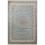 rugs modern Mavi Gri Temalı Etnik Çiçek Desenli Kreatif Vintage Dekoratif Halı 2448, 155 x 230