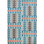 rugs modern Mavi Gri Temalı Karma Üçgen Geometrik Desenli Modern Dekoratif Halı 4554, 100 x 100