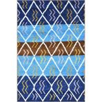 rugs modern Mavi Kahverengi Temalı Geometrik Desenli Modern Dekoratif Halı 3518, 100 x 300