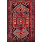 rugs modern Mavi Kırmızı Temalı Motifli Etnik Desenli Vintage Dekoratif Halı 4785, 120 x 120