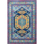 rugs modern Mavi Pembe Temalı Geleneksel Motif Etnik Desenli Vintage Dekoratif Halı 4639, 150 x 150