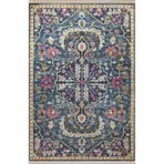 rugs modern Mavi Temalı Çok Renkli Geleneksel Motif Etnik Çiçek Desenli Vintage Dekoratif Halı 2442, 80 x 200