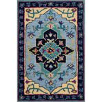 rugs modern Mavi Temalı Geleneksel Motif Etnik Çiçek Desenli Vintage Dekoratif Halı 3629, 150 x 150