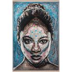 rugs modern Mavi Temalı Motifli Soyut Etnik Kadın Portre Desenli Kreatif Modern Dekoratif Halı 2513, 120 x 200