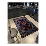 rugs modern Mavi Tonlarda Antik Tasarım Serisi Kırmızı Detaylı Turuncu Çiçek Desenli Dekoratif Halı antik84, 70 x 120