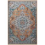 rugs modern Mavi Turuncu Temalı Geleneksel Motif Desenli Kreatif Vintage Dekoratif Halı 2953, 80 x 150
