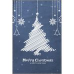 rugs modern Mavi Yılbaşı Temalı Merry Christmas Yazılı Karma Ağaç Süs Desenli Kreatif Modern Dekoratif Halı 2233, 150 x 300