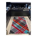 rugs modern Mira 1047 Ekose Fuşya Turuncu Gri Çok Renkli Dokuma Taban Halı, 120 x 200