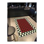 rugs modern Mira 1074 Kırmızı Ekose Ve Dama Desenli Dokuma Taban Halı, 80 x 150