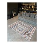 rugs modern Mira 1091 Açık Gri Geometrik Desen Ve Dama Temalı Dokuma Taban Halı, 150 x 300