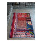rugs modern Mira 1104 Etnik Çiçek Ve Patchwork Desen Çok Renkli Dokuma Taban Halı, 80 x 200