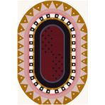 rugs modern Mira 1118 Oval Geometrik Desenli Çok Renkli Dokuma Taban Halı, 80 x 240
