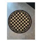 rugs modern Mira 1119 Yuvarlak Dama Desenli Siyah Bej Dokuma Taban Halı, 120 x 120