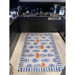 Rugs Modern mira 1133 Mavi Beyaz Çizgili Vazo Blue Blanc Temalı Dokuma Taban Halı - 120 x 180