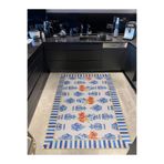 rugs modern Mira 1133 Mavi Beyaz Çizgili Vazo Blue Blanc Temalı Dokuma Taban Halı, 80 x 150