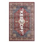 rugs modern Mira 1134 Kırmızı Vintage Iran Halısı Temalı Keep Off Yazılı Dokuma Taban Halı, 100 x 150
