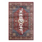 rugs modern Mira 1134 Kırmızı Vintage Iran Halısı Temalı Keep Off Yazılı Dokuma Taban Halı, 140 x 200