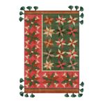 rugs modern Mira 1143 Yeşil Pembe Etnik Çiçek Temalı Saçaklı Dokuma Taban Halı, 80 x 300