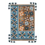 rugs modern Mira 1144 Kahve Turkuaz Etnik Çiçek Temalı Saçaklı Dokuma Taban Halı, 155 x 230