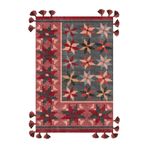 rugs modern Mira 1146 Vişne Çürüğü Bordo Ve Mavi Renk Etnik Çiçek Tema Saçaklı Dokuma Taban Halı, 120 x 200