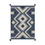rugs modern Mira 1179 Mavi Lacivert Ikat Etnik Desenli Püsküllü Dokuma Taban Halı, 80 x 150