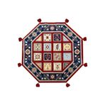 rugs modern Mira 1185 Etnik Retro Sekizgen Çok Renkli Püsküllü Halı, 100 x 100