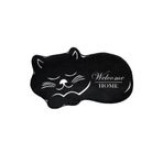 rugs modern Mira 834 Siyah Beyaz Kedi Desen Yazılı Dekoratif Yıkanabilir Halı, 100 x 100
