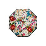rugs modern Mira 886 Beyaz Çiçekli Floret Damalı Sekizgen Halı, 100 x 100
