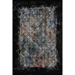 rugs modern Mira Black 2047 Siyah Geometrik Renkli Çizgi Desenli Halı, 120 x 180