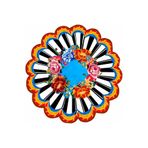 rugs modern Mira Floret 2091 Blue Çiçek Dama Desen Siyah Beyaz Halı, 120 x 120