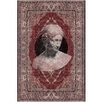 rugs modern Mira Heykel Figürlü Bordo Vintage Dokuma Taban Dekoratif Halı Mira 1478, 80 x 240
