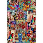 rugs modern Modern Çiçekli Vazolu Turuncu Kırmızı Dokuma Taban Yıkanabilir Halı Miravip8942, 120 x 120