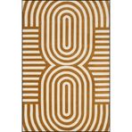 rugs modern Oval Sarı Krem Geometrik Desenli Dokuma Taban Ve Dekoratif Yıkanabilir Halı Miravip8518, 100 x 100