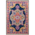 rugs modern Pembe Mavi Temalı Geleneksel Motif Etnik Desenli Vintage Dekoratif Halı 2616, 80 x 200
