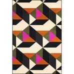 rugs modern Pembe Siyah Turuncu Geometrik Temalı Dokuma Taban ve Yıkanabilir Halı miravip9411, 100 x 300