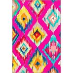 rugs modern Pembe Temalı Çok Renkli Soyut Dörtgen Geometrik Desenli Modern Dekoratif Halı 3807, 75 x 300